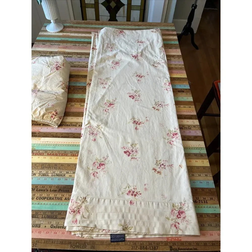 Vtg Chaps Essex Garden Cottage Shabby Rose Floral Sheet Set Twin Ralph Lauren
